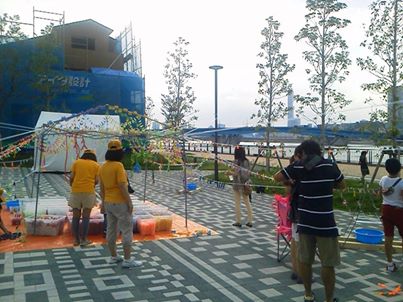 まちなみ公園9月のイベント、洗濯ばさみアート空間